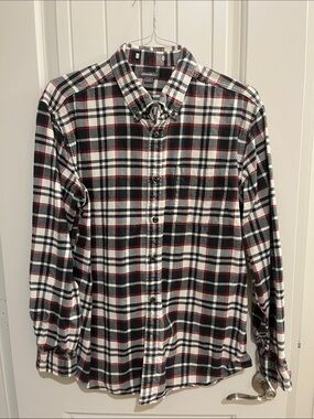 Eddie Bauer Black, White & Red Plaid Button-Down Shirt